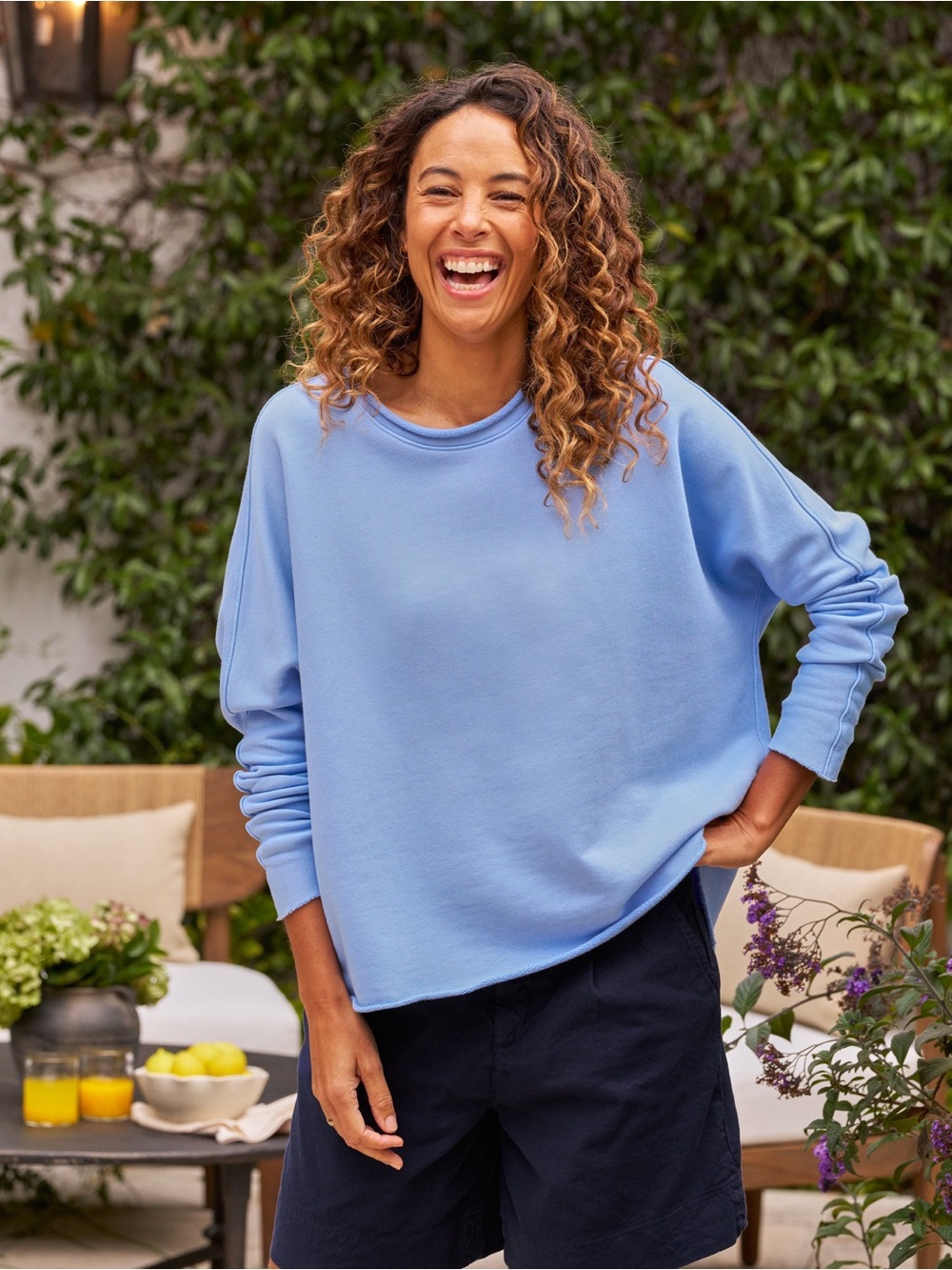 Frank & Eileen Anna Capelet Sweatshirt Lilac Light Blue S